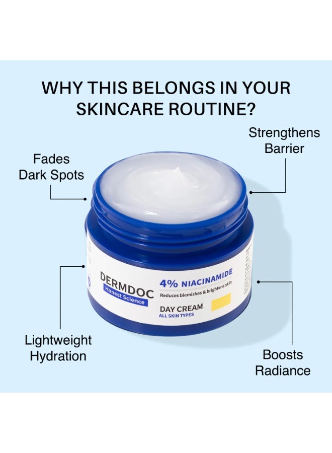 DERMDOC 4% Niacinamide Face Cream (50 gm) for Skin Brightening | Skin Brightening Face Cream I Day Cream I Niacinamide Brightening Cream I Glowing Skin I Improves Skin Texture - Image 4